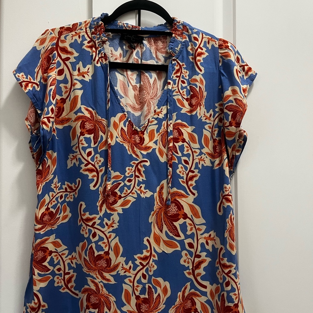 Jessica Simpson Blue and Orange Floral Blouse